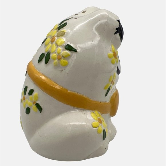Vintage Frog Sugar Shaker with Bowtie & Flowers Design Ceramic 4.75" Tall - Picture 4 of 7
